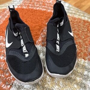 Nike Kids Black Slip-On Sneakers with White Swoosh